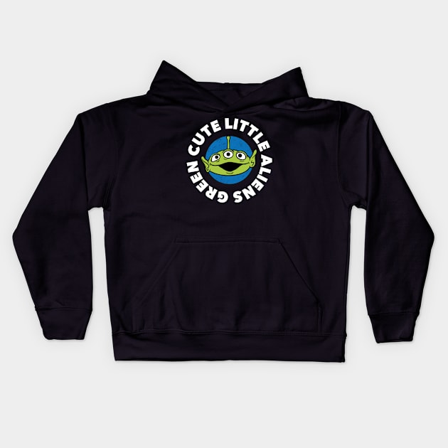 Green Cute Little Aliens (Dark) Kids Hoodie by Milasneeze